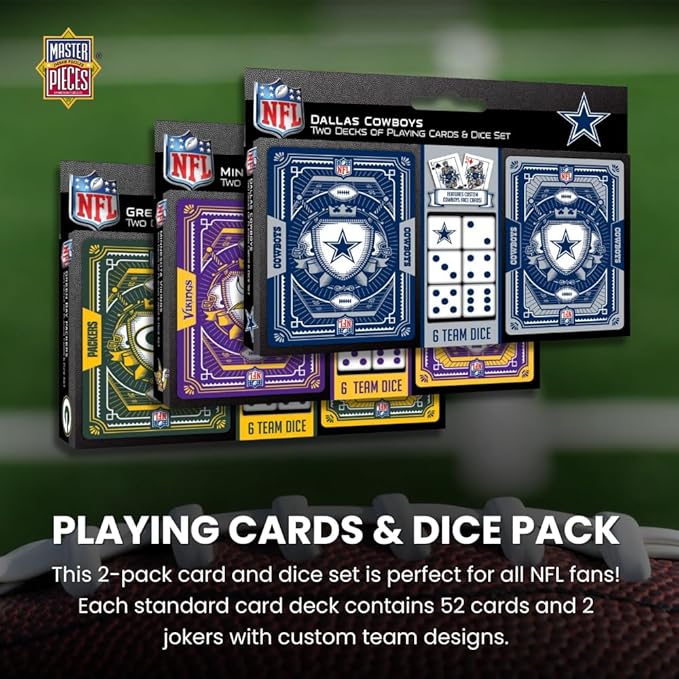 Masterpieces NFL Dallas Cowboys Playing Cards & Dice Set - 2-Pack