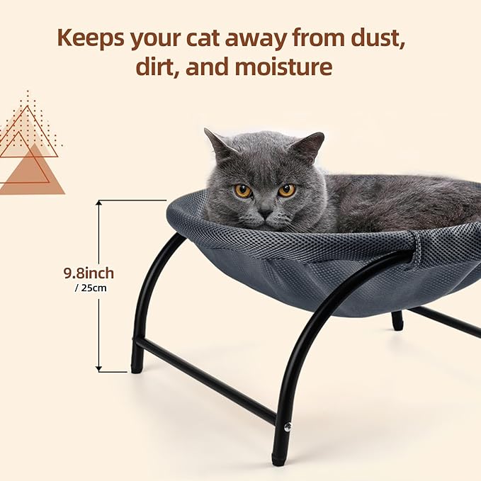 Raised Cat Hammock Bed, Standing Cat Cot with Washable Mesh, Pet Bed for for Kittens,Dark Blue