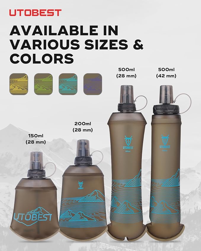 Soft Flask, 1 Pack Flexible TPU Hydration Water Bottle, Collapsible for Running, Hiking, Cycling, Climbing, and Marathon
