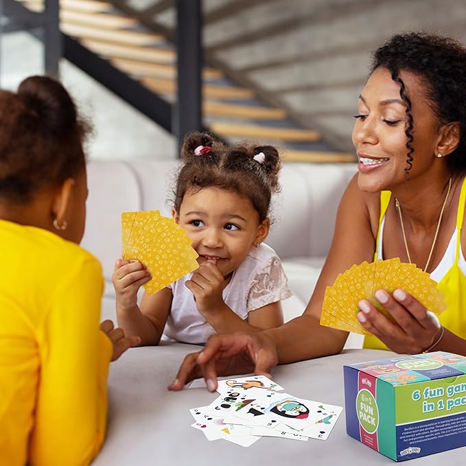 LotFancy Card Games for Kids, 6 Decks, Go Fish, Old Maid, Crazy Eights, Memory Match, Slap Jack, Animal Playing Cards, Easter Basket Stuffers, Stocking Stuffers, Birthday Gifts