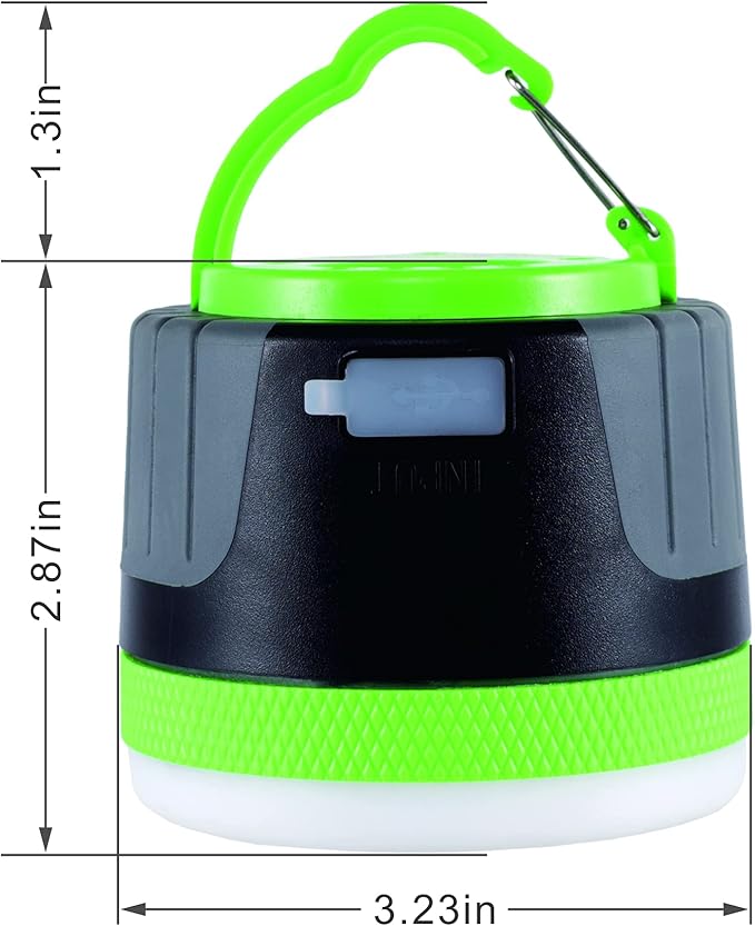 LIT-PaTH LED Camping Lantern, Rechargeable Light with Magnet Base, 4400 mAh, Survival Kit for Emergency, Hurricane, Outage, Large Green, 2 Pack