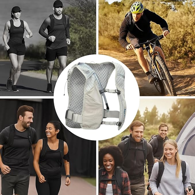 Nathan QuickStart 1.5L Hydration Pack Vest with Bladder or flasks, Storage Pockets, Breathable Moisture-Wicking Fabric, Adjustable Straps for Running, Hiking, Walking, Marathons, Obstacle Races