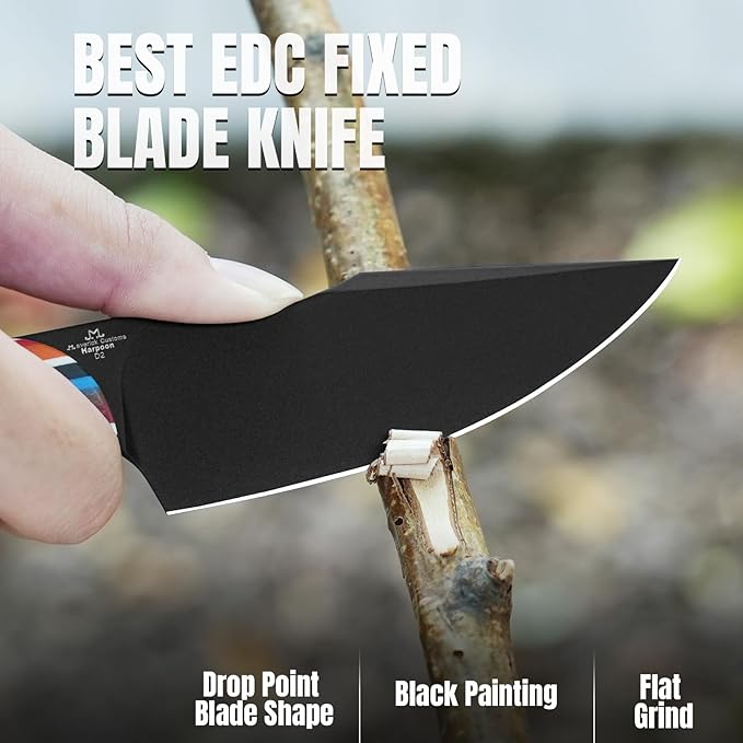 Kizer Harpoon Fixed Blade Knife with Sheath, 3.84??D2 Blade Hunting Knife with G10 Handle, Camping Fixed Blade EDC Knives for Hiking, Survival 1040M2