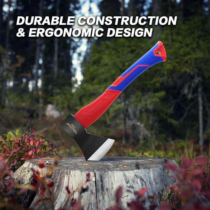 Camping Hatchet – Outdoor Axe for Wood Splitting, Kindling, Survival with Ergonomic Non-Slip Grip & Durable Stainless Steel Blade