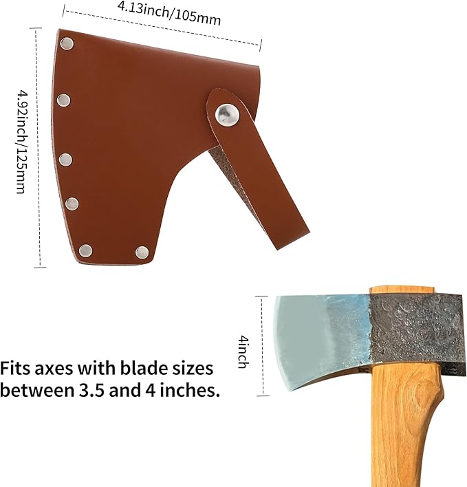 Leather Axe Sheath, Adjustable Hatchet Head Sheath, Durable Hatchet Blade Protector Case Cover Great Camping Accessories for Lumberjack Outdoors Work Essentials, Brown