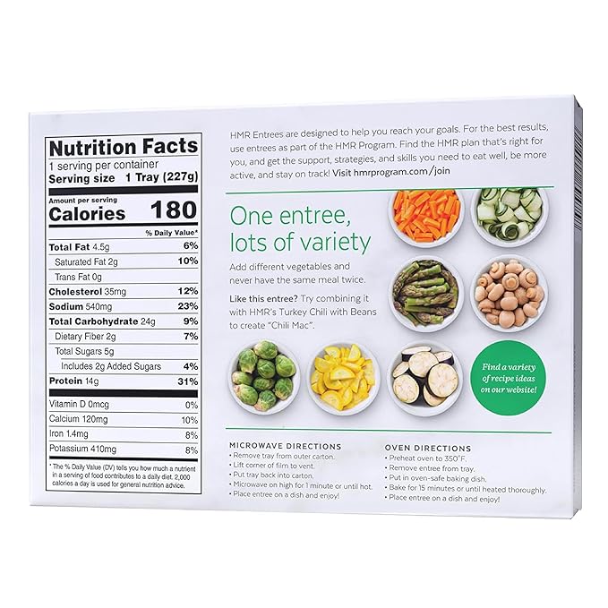 HMR Chicken Pasta Parmesan Entrée | Pre-packaged Lunch or Dinner to Support Weight Loss | Ready to Eat | 14g of Protein | Low Calorie Food | 8oz Serving per Meal