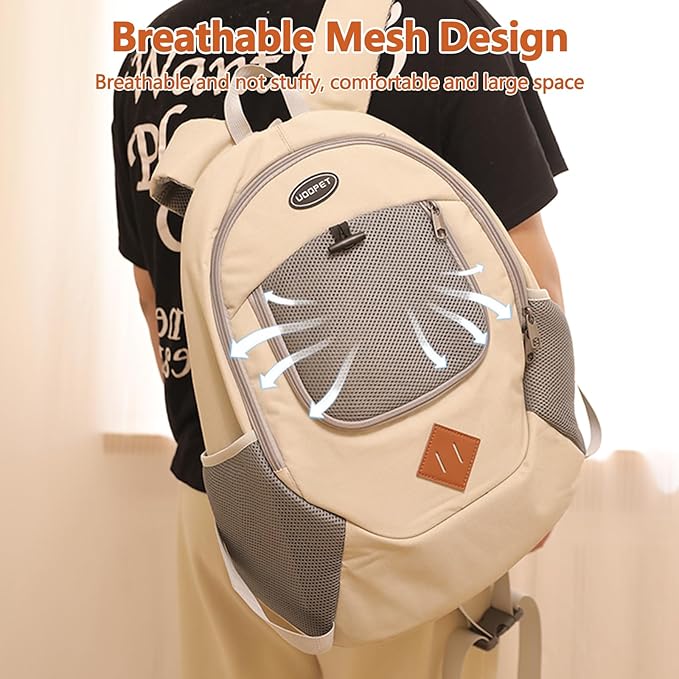 Cat Backpack, Dog Backpack Carrier for Cat and Puppy, Ventilated Pet Backpack for Hiking, Camping, Airline Approved Cat Backpack(White)
