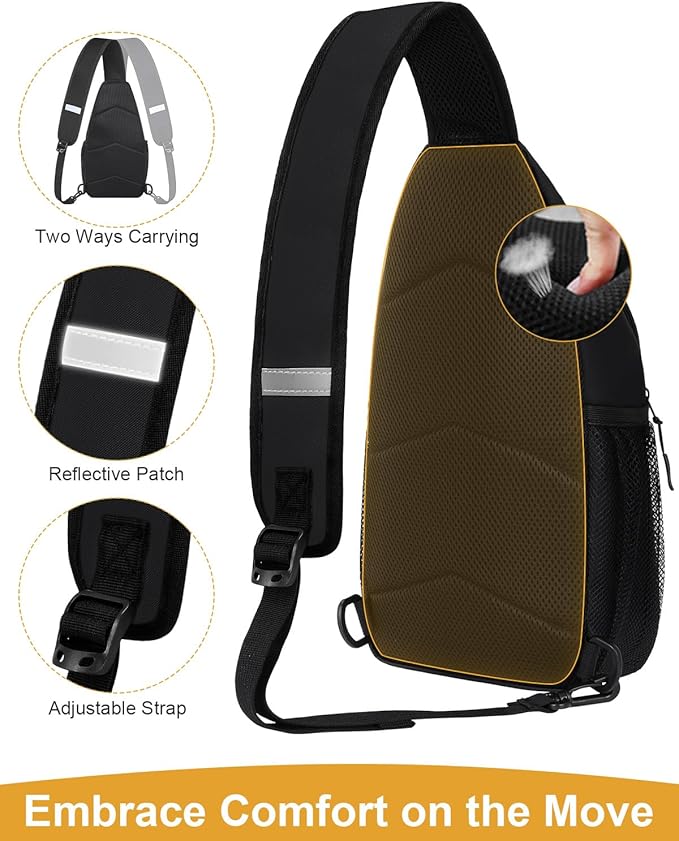 Crossbody Bags for Women Man Waterproof Sling Bag Backpack Trendy Casual Cross Body Bag with Convertible Shoulder Strap Chest Bag for Camping Hiking Travel Essentials (Coating Black, Medium)