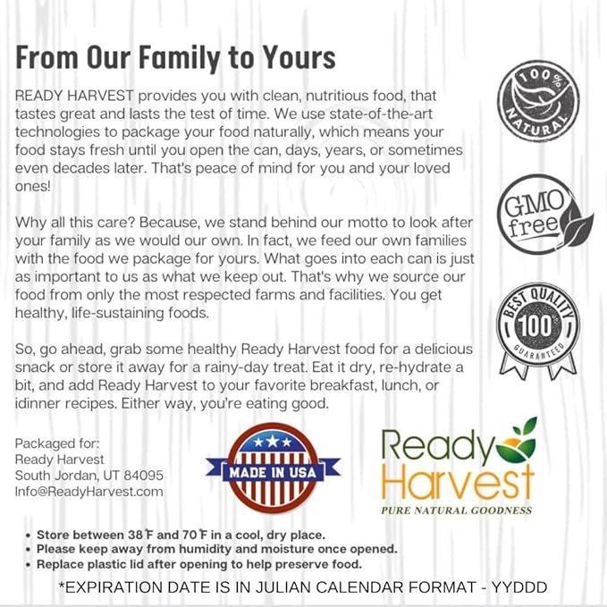Ready Harvest Freeze Dried Food - Green Beans | Emergency Food | Camping Vegetables | #10 Can | 25-Year Shelf Life | Cans Filled to the Top