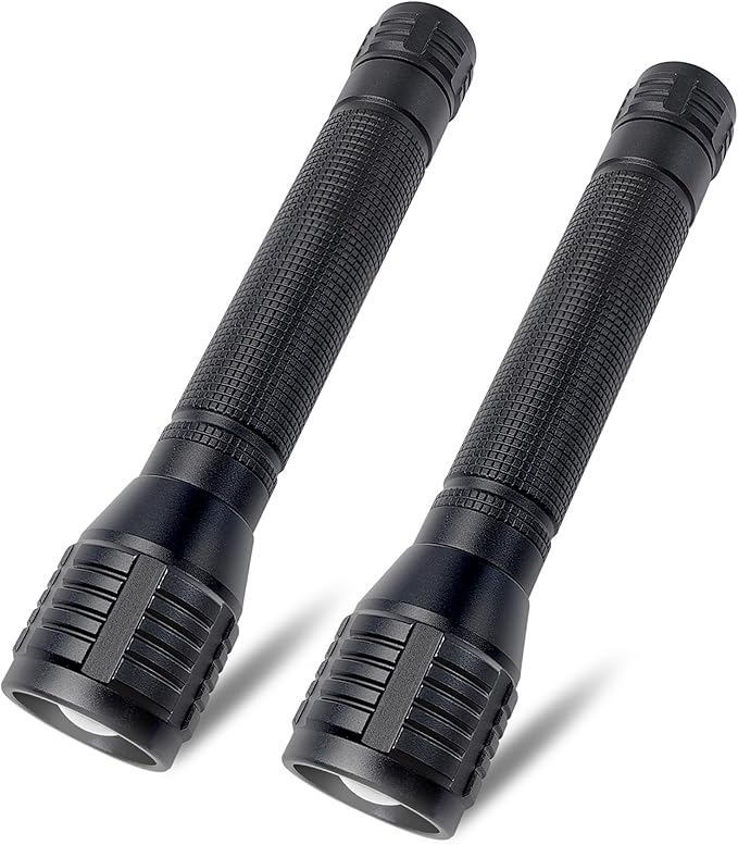 High Lumens Zoomable LED Flashlight, 3 Modes, AA Battery Powered ??Powerful for Camping, Outdoor, and Emergency Use,2-Pack