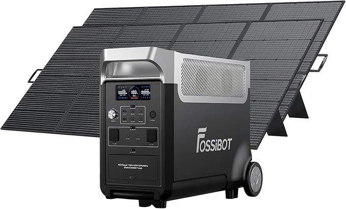 FOSSiBOT Solar Generator F3600 Pro with 2x420W Solar Panel, upgraded 3840Wh Portable Power Station,LiFePO4 Battery Solar Generator,1.8H Fast Charging 5x120V AC for Home, Camping, RV, Emergencies