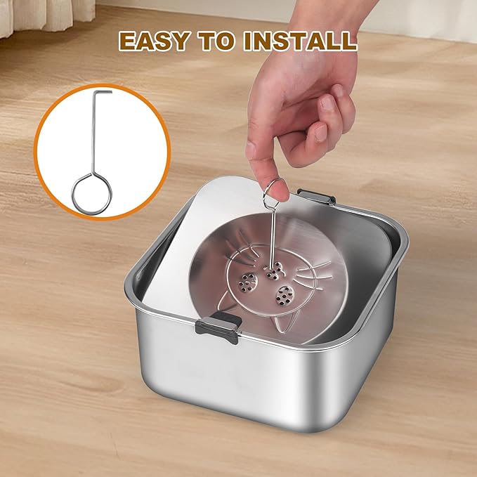 3L/101oz No Spill Dog Water Bowl, Slow Drinking Travel Dog Bowl Spill Proof, Stainless Steel Slobber Stopper for Messy Drinkers, Small Medium & Large Breeds, Square
