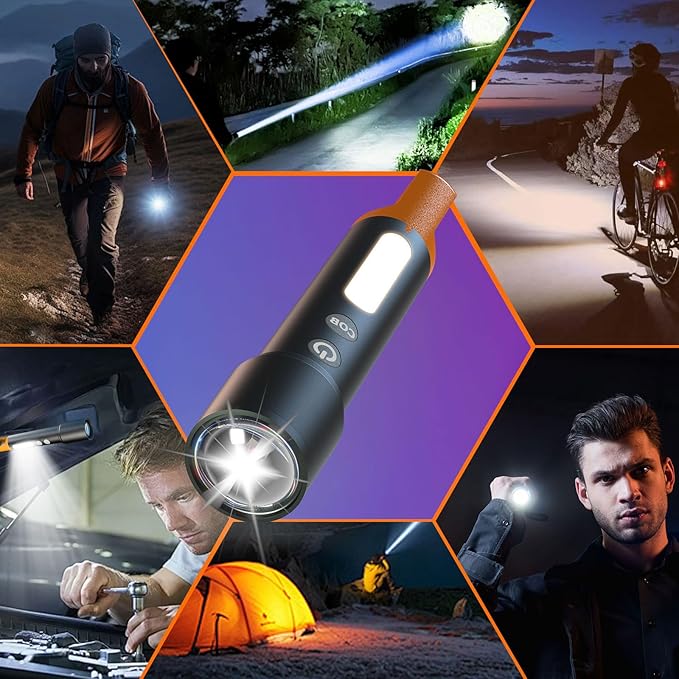 Flashlights High Lumens Rechargeable,9 Modes, 20000 Lumen,Zoomable Powerful Tactical Flashlight,Super Bright Strong Flash Light for Home,Small LED Flashlights for Car,Camping