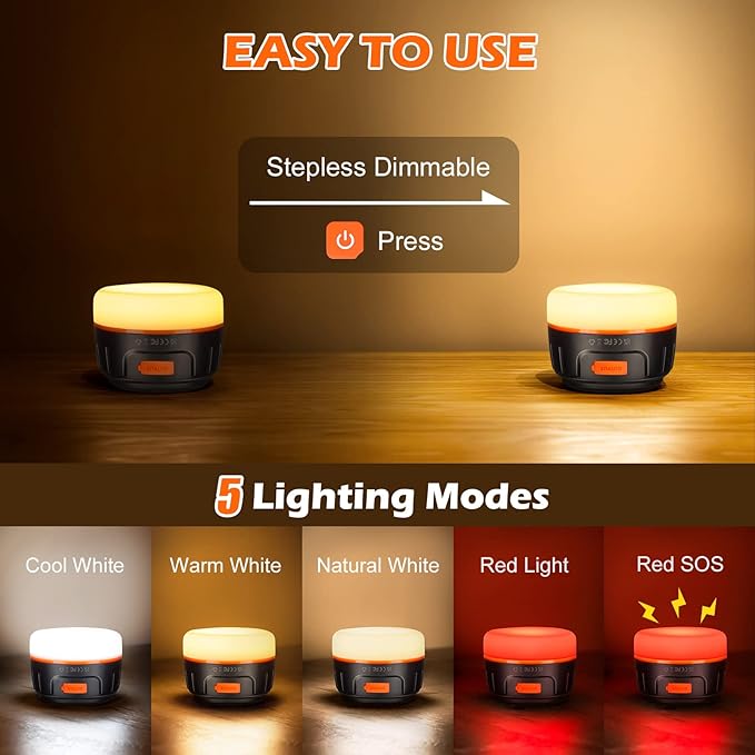 Sinvitron LED Camping Lantern Rechargeable with Remote Control - 1000LM 150H Runtime Tent Light, 5200mAh Water-Resistant Emergency Light for Hurricane Power Outages, Hiking Home