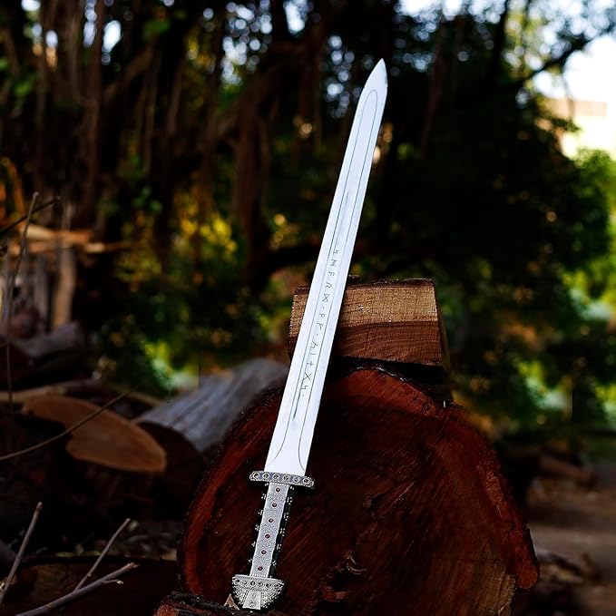 FORGE HIDE-Conan The Barbarian Sword ??Real Full Tang Atlantean Swords | 1095 Carbon Steel, Bronze Fittings & Leather Sheath | Medieval Fantasy King Sword Prop | Gift for Him, Christmas, Viking Gifts