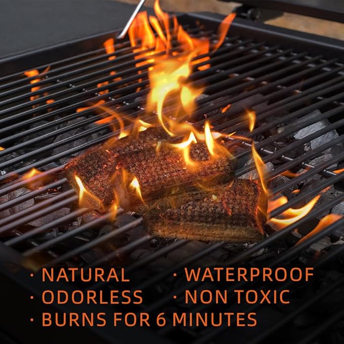 48-Pack Fire Starter Squares - Waterproof Cubes for Charcoal Grill, Camping & Survival | Odorless, Eco-Friendly Firelighters for Fire Pit, BBQ, Wood Stove