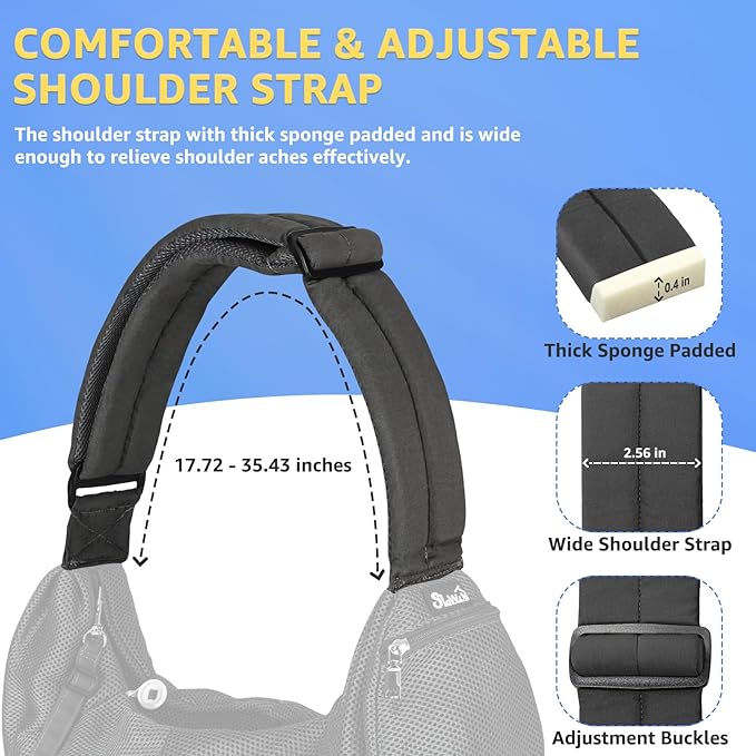 SlowTon Dog Carrier Sling - Thick Padded Shoulder Strap Adjustable Dog Carriers for Small Dogs, Puppy Carrier Purse for Pet Cat with Front Zipper Pocket Safety Belt Machine Washable (GY, L)