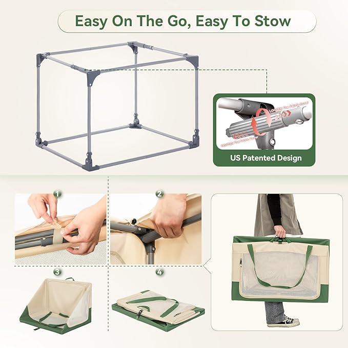 A4Pet Soft Dog Crate - 36 Inch with Adjustable Stainless Steel Frame, Lightweight, Durable and Collapsible, Foldable Dog Kennel with 3-Door