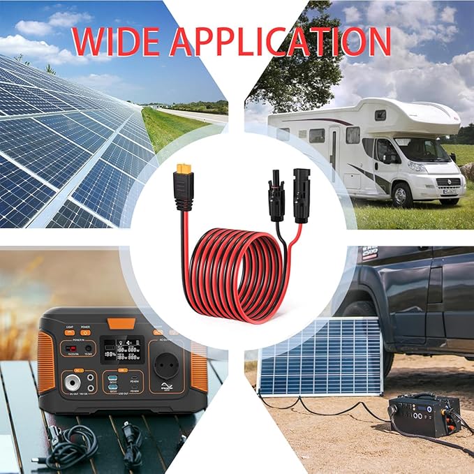 12AWG Solar to XT60 Charging Cable Solar Panel Extension Cable for Portabler Station River 600 Solar Generator Battery Pack(25FT)