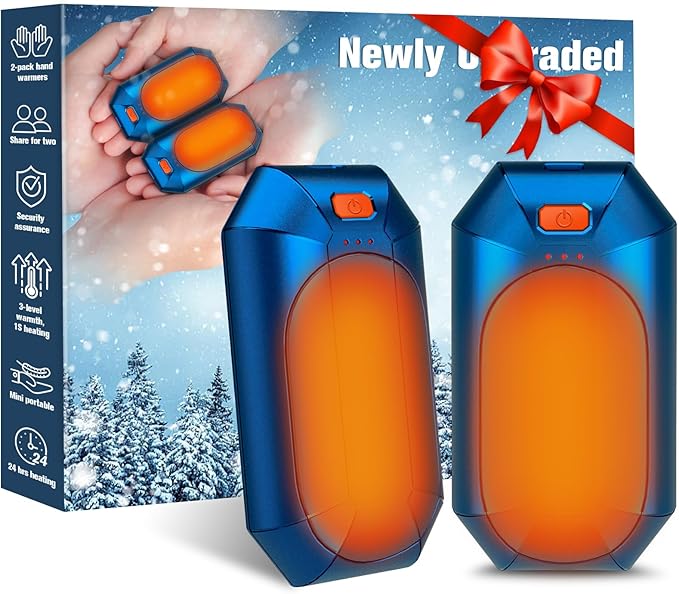 AI Hand Warmers Rechargeable 2 Pack, Portable Electric Rechargeable Hand Warmer, 20Hrs Long Heating Electric Hand Warmer, Gifts for Women, Men, Raynauds, Pain Relief,Camping,Golf,Outdoors,Indoor