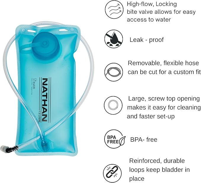 Nathan QuickStart 1.5L Hydration Pack Vest with Bladder or flasks, Storage Pockets, Breathable Moisture-Wicking Fabric, Adjustable Straps for Running, Hiking, Walking, Marathons, Obstacle Races
