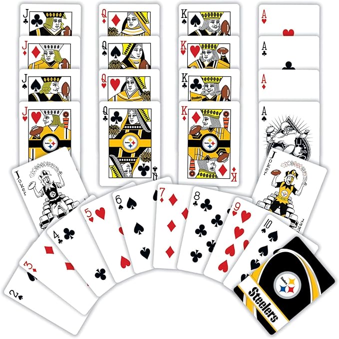 MasterPieces - NFL Playing Cards, Officially Licensed Pittsburgh Steelers Football Deck, Family Games for Adults and Kids, Standard Index