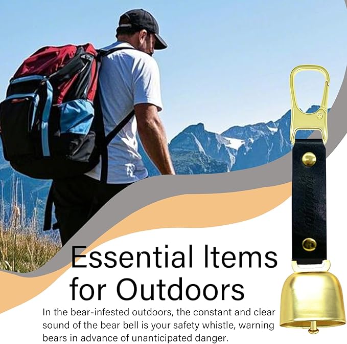 Bear Bell with Magnetic Silencer|Bear Bells for Hiking & Camping|Bear Deterrent Device with Emergency Whistle & Carabiner to Scare Animals|Bear Alarm for Outdoor Biking Fishing Climbing