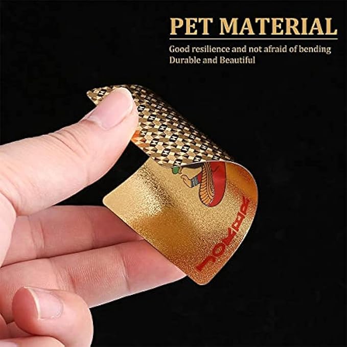 10 Packs Playing Card - 5 Black 5 Gold HD Waterproof Plastic 54 Cards Standard Index Poker of Cards for Family Party