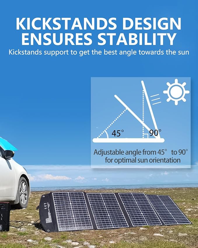ELECAENTA 120W Portable Solar Panel for Power Station Generator, 25% High Conversion, 45W USB C QC 3.0 for Cell Phone Tablet Camera Drone, Foldable ETFE Solar Charger for Outdoors Camping Off Grid