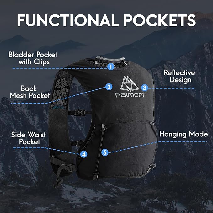 Haimont Running Hydration Vest, 5L Lightweight Runner Vest Pack for Women Men, Trail Running