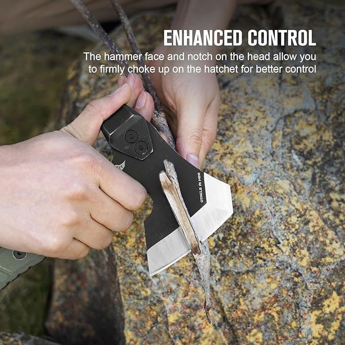 OKNIFE Otacle A1 Mini Multifunctional Hatchet, Rugged, Full Tang, 2-in-1 Hatchet, Comfortable, Non-Slip Grip with Durable Kydex Sheath