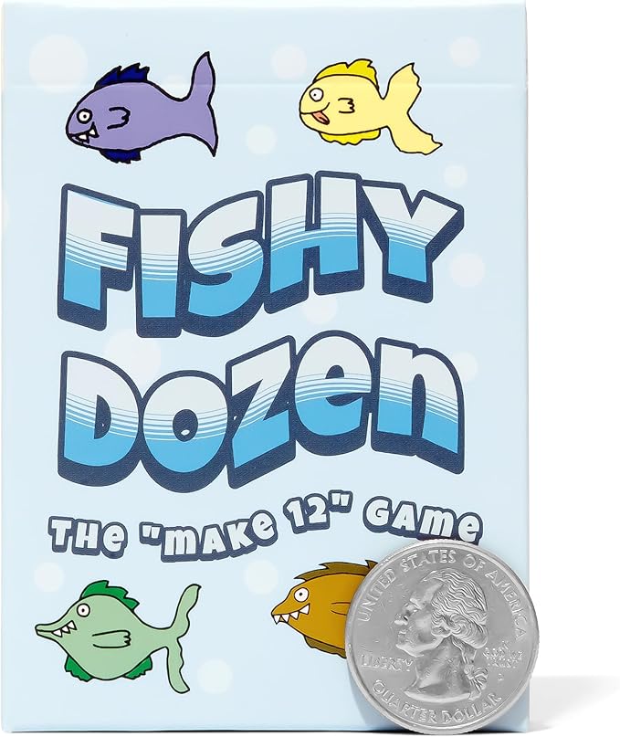 Fishy Dozen "Make 12 Game" - 2 Player Addition Practice Game for 1st, 2nd, 3rd, 4th Grade Ages 7+ - Builds Confidence With Numbers and Improves Strategic Thinking - Math Card Game For Kids and Adults