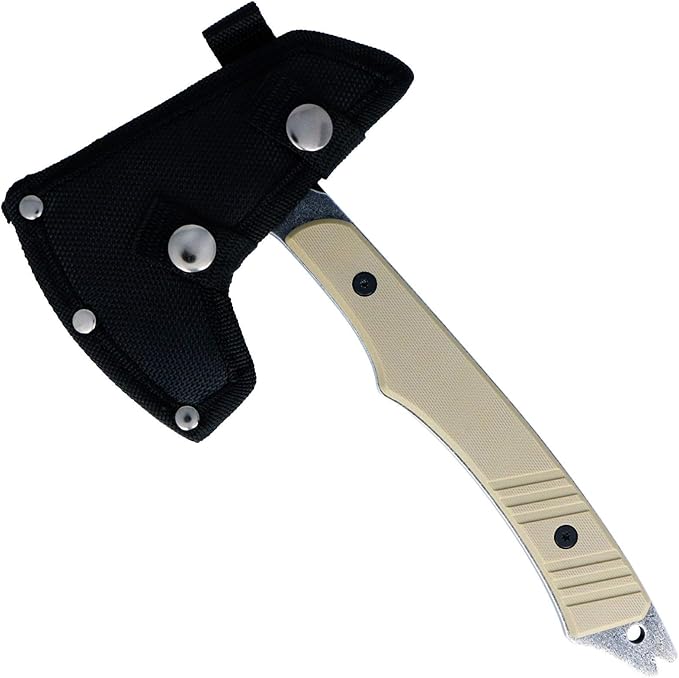 ASR Tactical Full Tang Hand Axe Multi-Functional Utility Hatchet, 10" - Gray