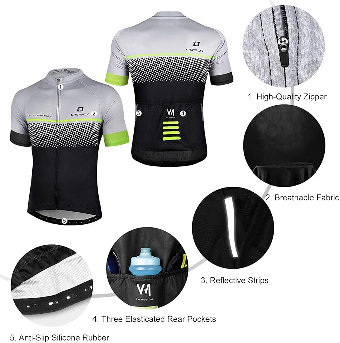 LAMEDA Men's Cycling Jersey Breathable Lightweight Bike Jersey Short Sleeve Quick Dry Moisture Wicking Biking Shirts