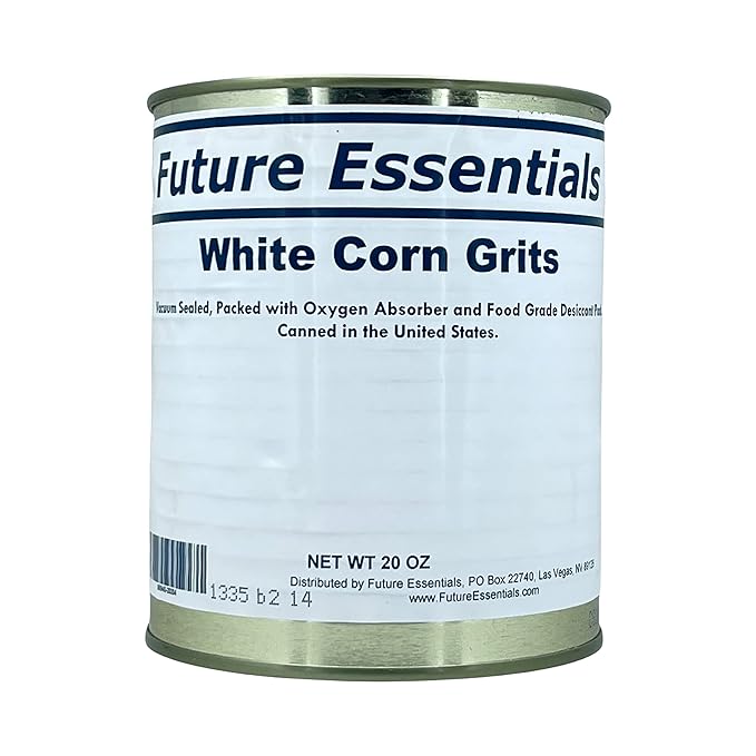 Freeze Dried White Corn Grits | Dry Corn for Quick Meals Old Fashioned Premium Grits Shelf Stable Emergency Food | Hiking, Backpacking & Camping | Easy Prep Survival Food | #10 Can Pack of 6