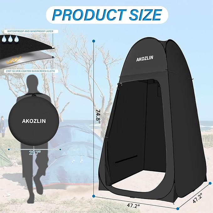 AKOZLIN Portable Pop Up Shower Tent Instant Privacy Dressing Changing Tent Outdoor Shower Room Camp Toilet Tent