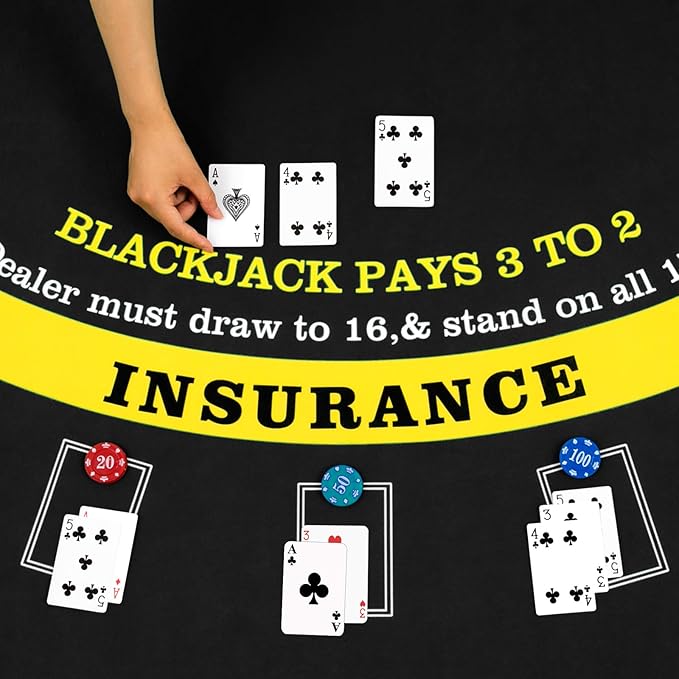 Aoriher Blackjack Game Combo Set, Include Blackjack Layout Felt,Shoe 6 Deck Automatic Card Shuffler Discard Holder Trays and 10 Cut Cards for Casino, Party Night(Black)