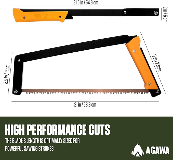 AGAWA - BOREAL21 Tripper Kit - Includes 21" Folding Saw, Nylon Carrying Case, 21" All-Purpose & 21" Aggressive Blade - For Camping, Hiking & Survival Gear (Black Frame/Yellow Handle)