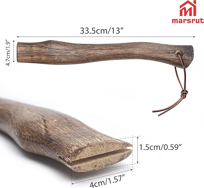 Marsrut 13'' Oak Wood Hatchet Handle Replacement ??Fits Most Camp, Broad, and Single Bit Axes ??Durable Wooden Axe Handle (1.9'' Wide)