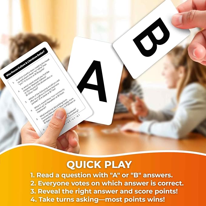 Board Games for Kids 8-12 and Family - Educational Card Game for Kids Age 12+ - Who Knows Culture and Literature Better? - 500+ Questions - Trivia for Family Game Night and Travel Fun