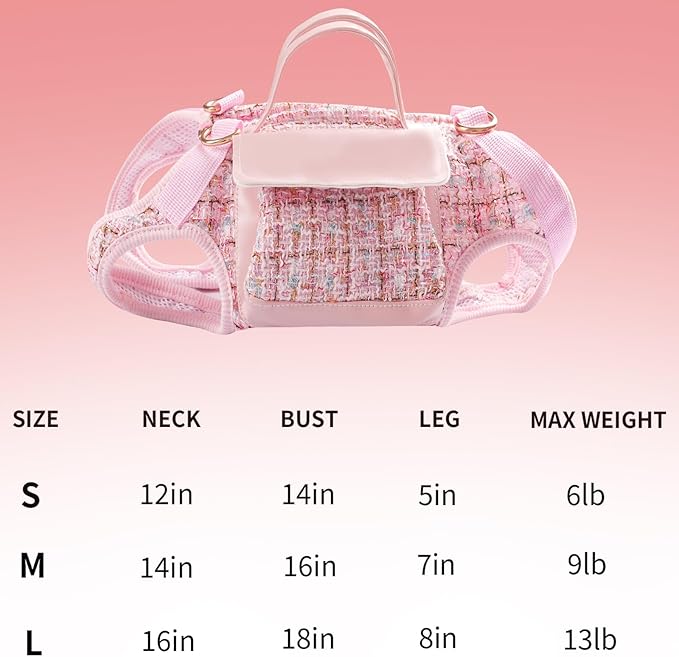 4 in 1 Convertible Dog Lift Harness Backpack, Portable Pet Carrier for Dogs&Cats, Horizontal Design Dog Carrier with Adjustable Back Straps, Dog Harness and Leash Set - Pink Large