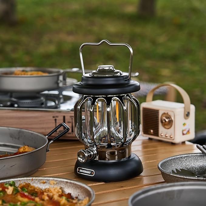 Camping Lantern Lights LED Lamp Type C Rechargeable, Emergency Light 8-130h Runtime for Power Outages, Outdoors Camping Lantern