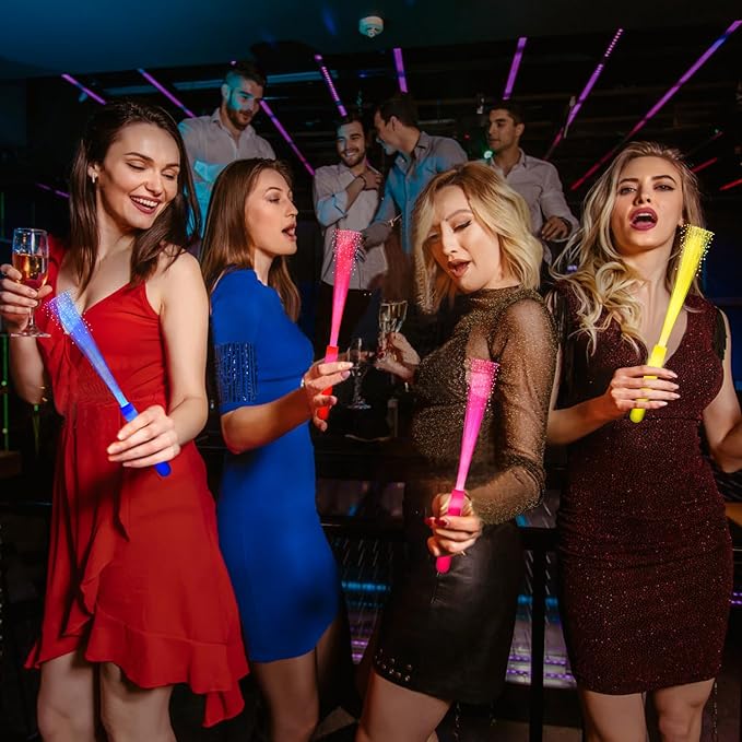 12 Pack Blue Glow Fiber Optic Wands Bulk Light Up Wand Glow Sticks with 3 Light Modes for Easter 4th of July Christmas Party Favors