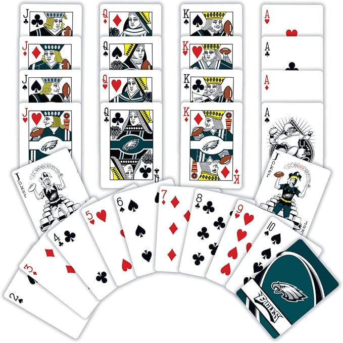 MasterPieces - NFL Playing Cards, Officially Licensed Philadelphia Eagles Football Deck, Family Games for Adults and Kids, Standard Index