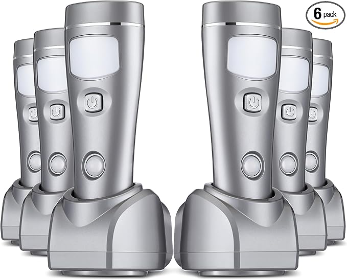 Enhon 6 Pack 4 in 1 LED Emergency Lights for Home Power Failure, Rechargeable Plug in Flashlight Motion Sensor Night Light, Automatic Turn On Power Outage Light for Home Hurricane Supplies