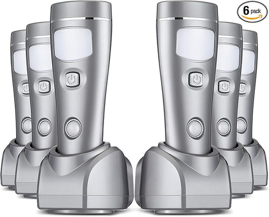 Enhon 6 Pack 4 in 1 LED Emergency Lights for Home Power Failure, Rechargeable Plug in Flashlight Motion Sensor Night Light, Automatic Turn On Power Outage Light for Home Hurricane Supplies