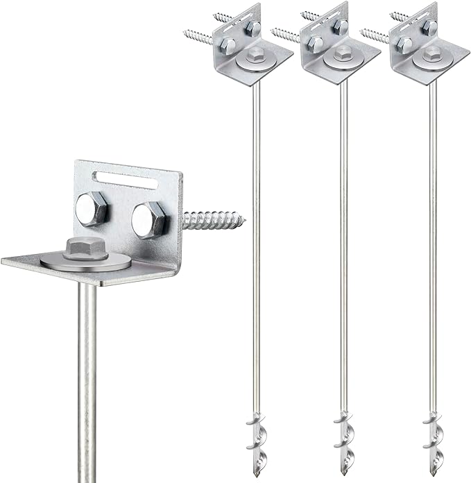 Ground Anchors Screw In - 24" Set of 4,6,8 with Brackets and Drill Bit - Earth Anchors - Mobile Home Anchors - Storage Shed Anchor Kit - Swing Set Anchors for Metal Swing Set - Playset Anchors - Ties