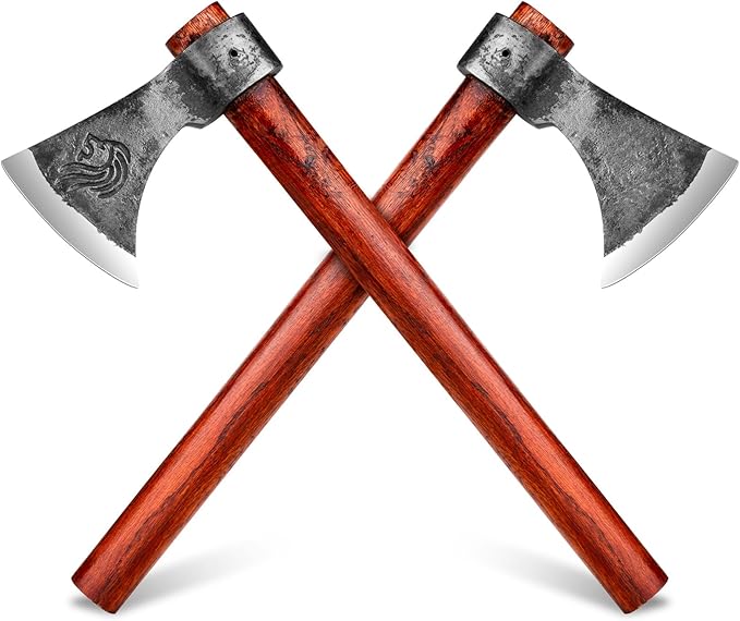 NEDFOSS Vikings Throwing Axes, 2 Pack of 16 Inches Throwing Axe Set with 1065 High Carbon Steel & Wooden Handle. Perfect for Axe Throwing Game, Recreation, Competition & Great Gift for Men(2pcs)