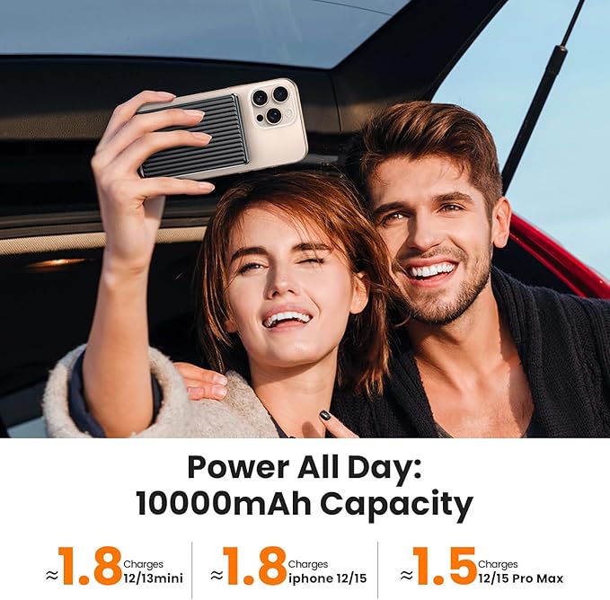 Magnetic Power Bank,Ultra Slim Wireless Portable Charger 10000mAh,20W PD Magnetic Power Bank Fast Charging,USB C in&Out Powerbank for iPhone 16/15/14/13/12 Pro Max