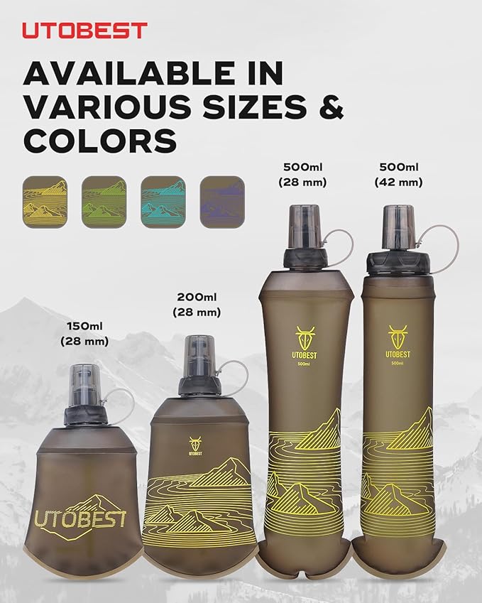 Soft Flask, 1 Pack Flexible TPU Hydration Water Bottle, Collapsible for Running, Hiking, Cycling, Climbing, and Marathon